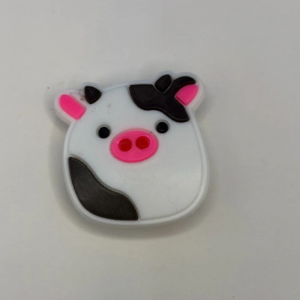 Connor The Cow Crocs Shoe Charm - White & Pink Cow-Patterned Design - Picture 1 of 5